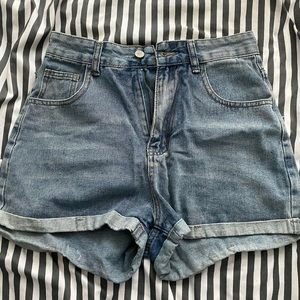 denim mom shorts